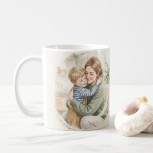 Personalised Mother Hugging som watercolor Coffee Mug