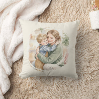 Personalised Mother Hugging som watercolor Cushion