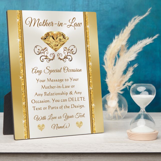 Personalised Mother-in-Law Gifts for Any Occasion, Plaque (Side)