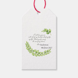 Personalised Mother of Groom Bride gift, Thank you Gift Tags