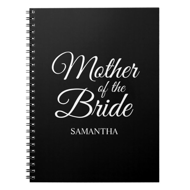 Personalised Mother of the Bride Black and White Notebook (Front)