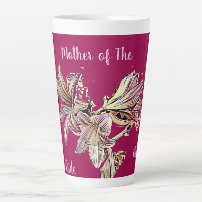 Personalised Mother of the Bride Floral Mulberry Latte Mug (Front)