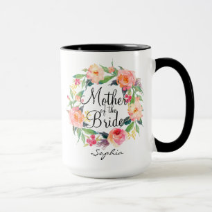 Personalised Mother of the Bride Floral Wreath2 Mug