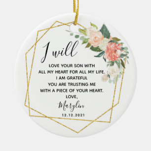 Personalised Mother of the Groom Floral Gift Ceramic Tree Decoration