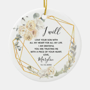 Personalised Mother of the Groom Geometric Floral Ceramic Tree Decoration