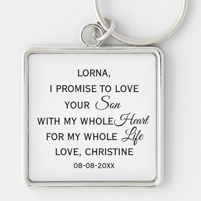 Personalised Mother of the Groom Gift From Bride Key Ring (Front)