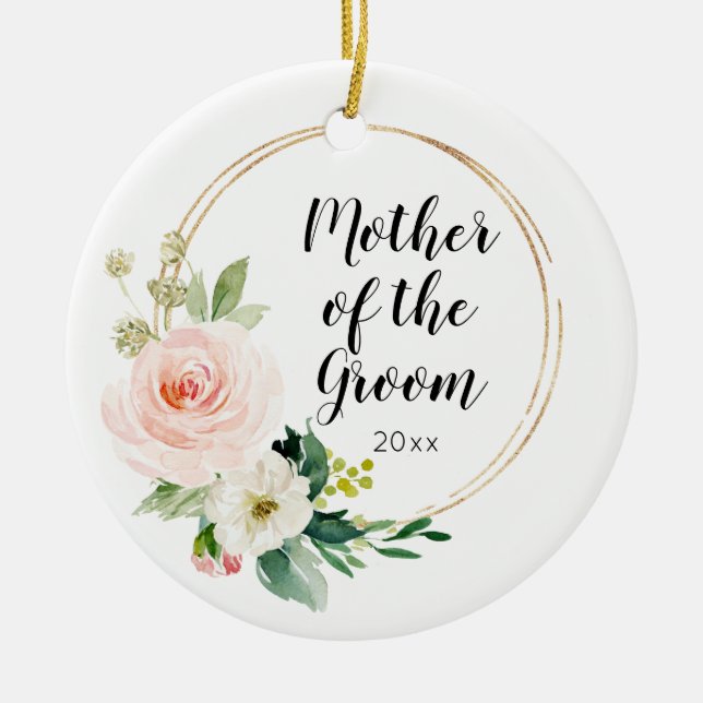 Personalised Mother of the Groom Wedding Keepsake Ceramic Tree Decoration (Front)