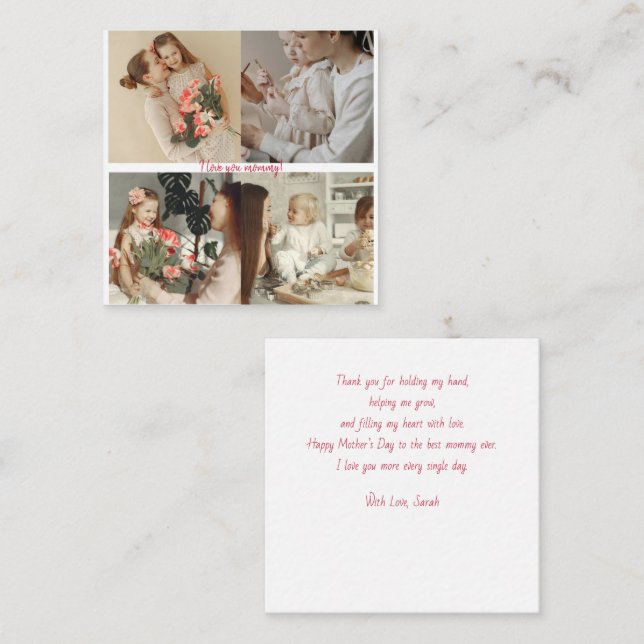 Personalised Mother’s Day Photo Collage Flat Note Card (Front/Back)