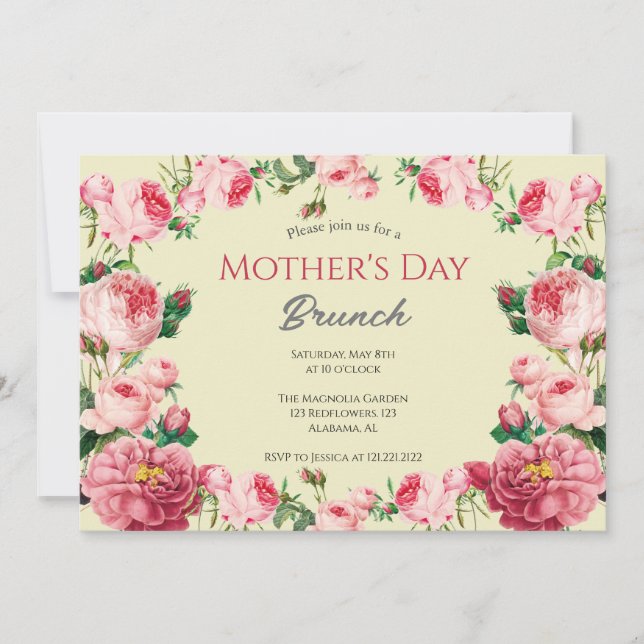 Personalised Mother's Day Brunch | Floral Theme Invitation (Front)