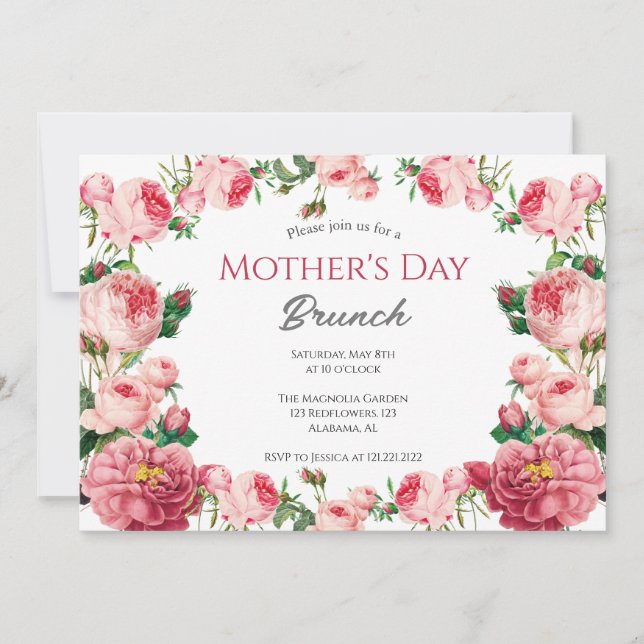 Personalised Mother's Day Brunch | Floral Theme Invitation (Front)