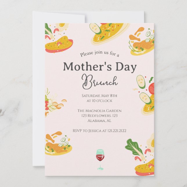 Personalised Mother's Day Brunch | food theme Invitation (Front)