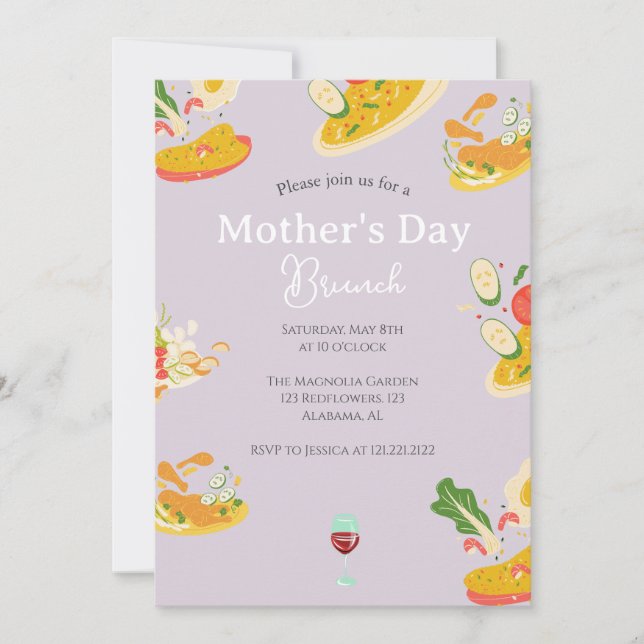 Personalised Mother's Day Brunch | food theme Invitation (Front)