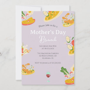 Personalised Mother's Day Brunch food theme Invitation
