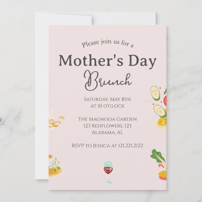 Personalised Mother's Day Brunch | food theme Invitation (Front)