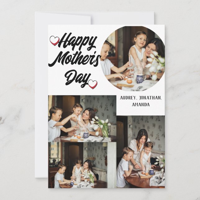 Personalised Mother's Day, Four photo collage Holiday Card (Front)