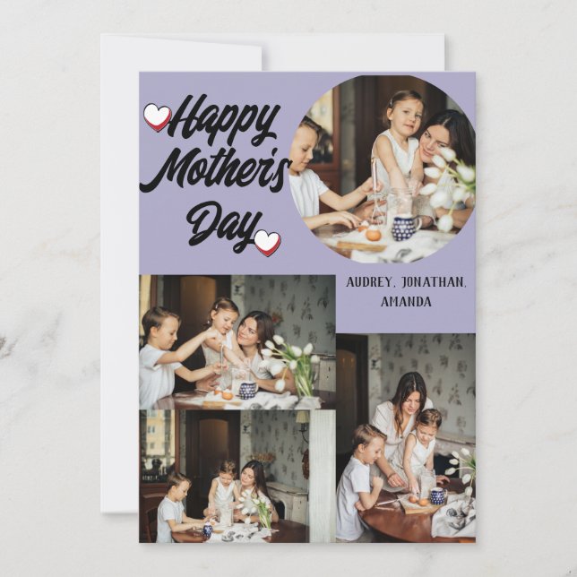 Personalised Mother's Day, Four photo collage Holiday Card (Front)