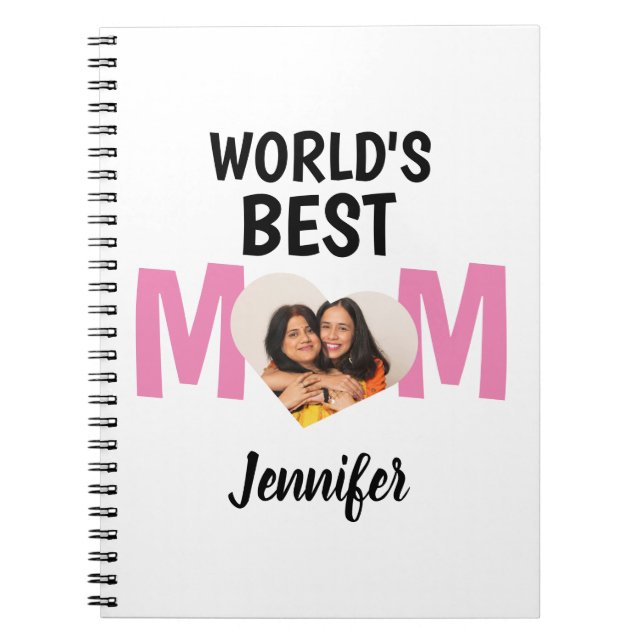 Personalised Mother's Day Gift, World´s Best MOM Notebook (Front)