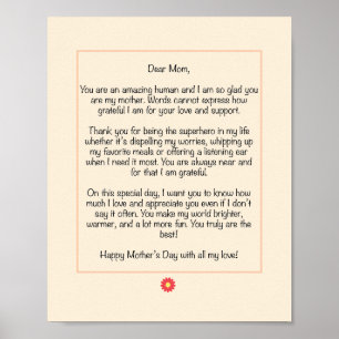 Personalised Mother's Day Letter Poster