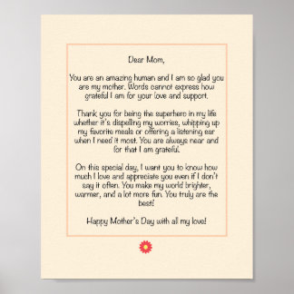 Personalised Mother's Day Letter Poster