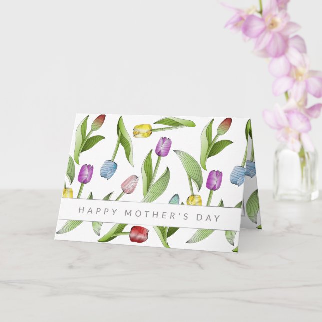 Personalised Mother's Day Modern Colourful Tulip Card (Orchid)