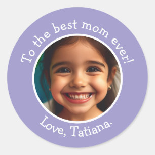 Personalised Mother's Day Photo and Name Message  Classic Round Sticker