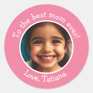 Personalised Mother's Day Photo and Name Message Classic Round Sticker