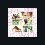Personalised Mother's Day Photo Collage Canvas Print<br><div class="desc">Add 7 of your personal photos to this canvas print and create a memorable token for a mum you know. High quality photos surrounded by the many ways to express MOM in pretty pink type and faded newsprint graphic on eggshell background. Add your photos in Personalise it section 2) Click...</div>