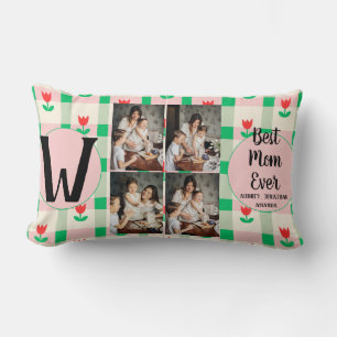 Personalised mothers Day,photo collage floral gift Lumbar Cushion