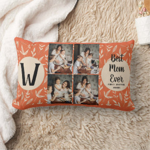 Personalised mothers Day,photo collage floral gift Lumbar Cushion