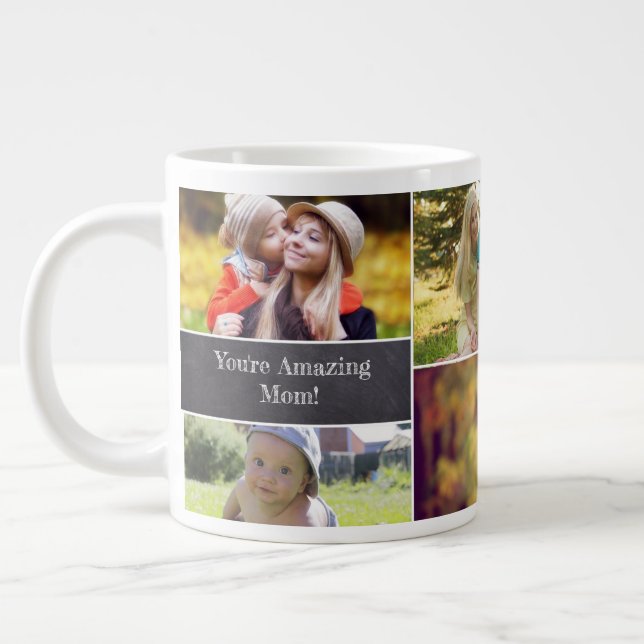 Personalised Mother's day Photo collage Large Coffee Mug (Left)