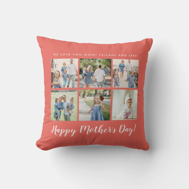 Personalised Mother's Day Photo Coral Cushion (Front)
