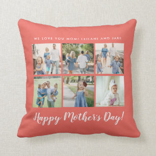 Personalised Mother's Day Photo Coral Cushion