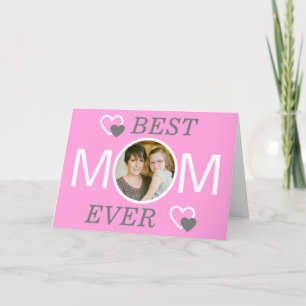 Personalised Mothers Day Pink Best Mum Ever Photo Holiday Card