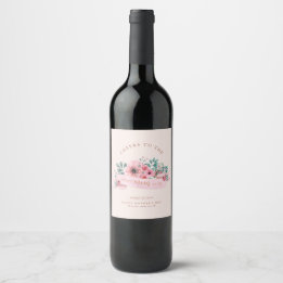 Personalised Mother's Day Pink Watercolour Floral  Wine Label