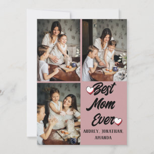 Personalised mothers Day, three photo collage gift Card