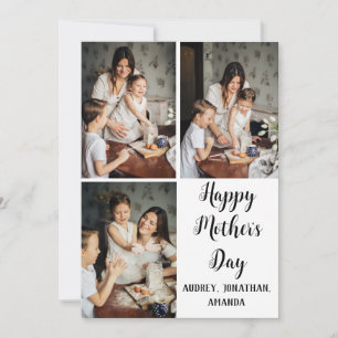 Personalised mothers Day, three photo collage gift Card