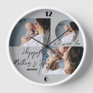 Personalised mothers Day, three photo collage gift Clock