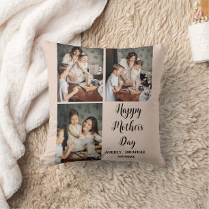 Personalised mothers Day, three photo collage gift Cushion