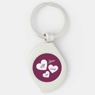 Personalised Mother's Hearts Burgundy Key Ring