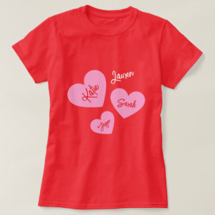Personalised Mother's Hearts Red T-Shirt