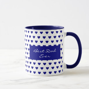 Personalised Motivational Deep Blue Hearts Pattern Mug