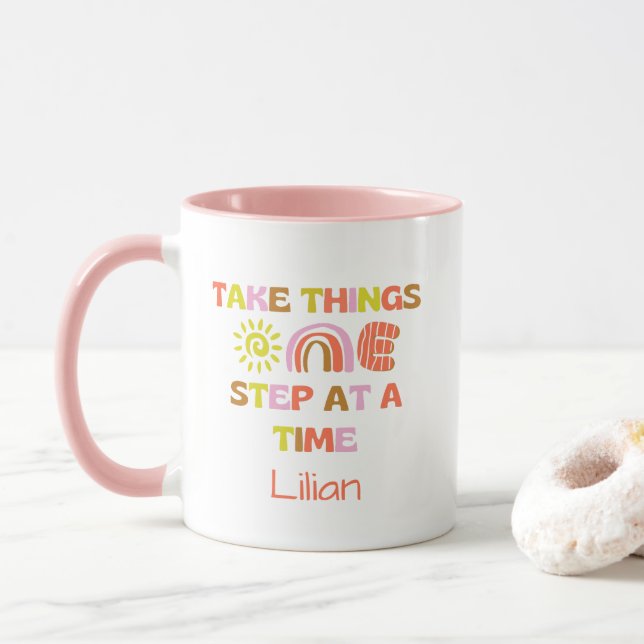 Personalised Motivational Quotes Cute Retro  Mug (With Donut)