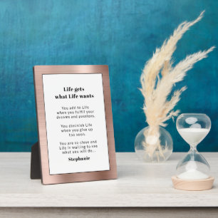 Personalised Motivational Rose Gold Brushed Metal Plaque