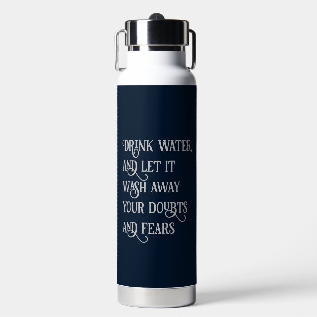 Personalised Motivational Water Quotes white fonts Bottle (Front)