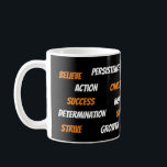 Personalised Motivational Word Cloud Mug<br><div class="desc">Kickstart your day with inspiration! This customisable mug features a vibrant word cloud of motivational phrases, designed to empower you with every sip. 🎨 Design: black background with white and gold text 🔠 20 powerful words including "Believe, " "Achieve, " "Dream" ✨ Personalise it! Add your name or a custom...</div>