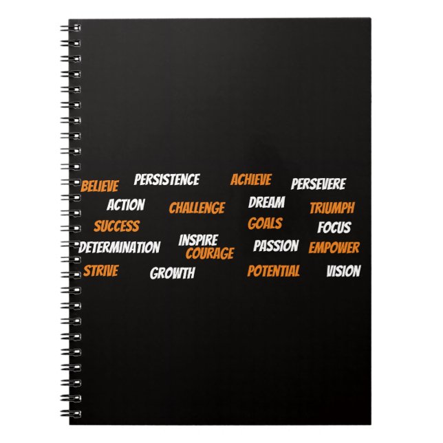 Personalised Motivational Word Cloud  Notebook (Front)