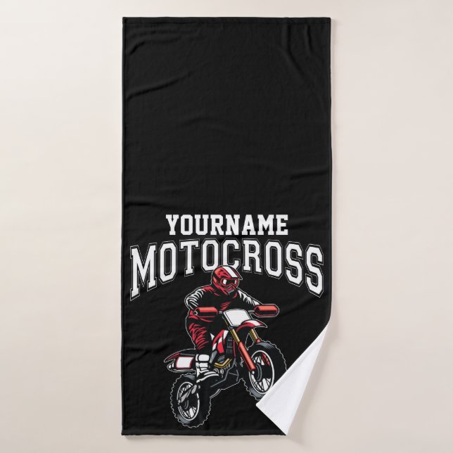 Personalised Motocross Dirt Bike Rider Racing  Bath Towel Set (Bath Towel)