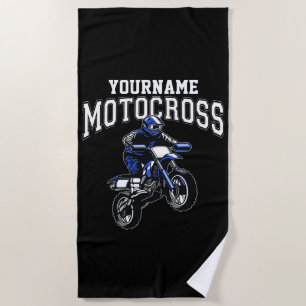 Personalised Motocross Dirt Bike Rider Racing Beach Towel