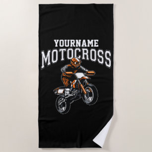 Personalised Motocross Dirt Bike Rider Racing Beach Towel