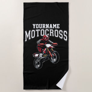 Personalised Motocross Dirt Bike Rider Racing Beach Towel